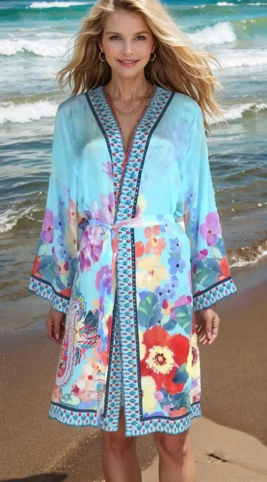 short silk kimono Blossom short Silk Kimono by Kaftans that Bling Kaftans that Bling  Kaftans that Bling