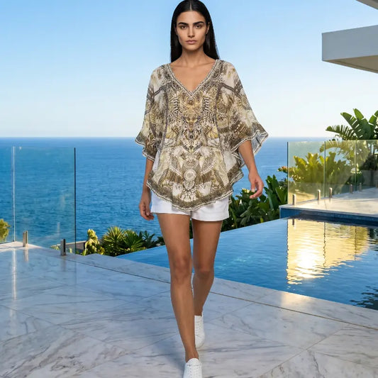 Silk Embellished Butterfly Top Amara