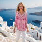 Silk Embellished Butterfly Top Flamingo at kaftans that bling