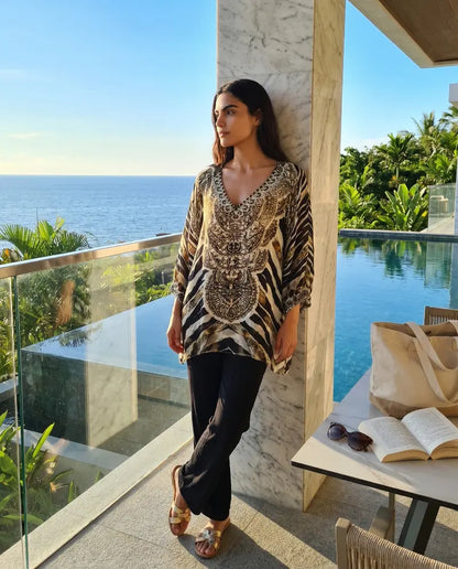 Silk Embellished Gypsy Top Zambia - Kaftans that Bling