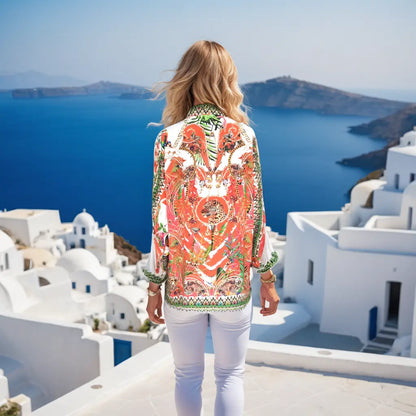 Silk Embellished Shirt Tropical