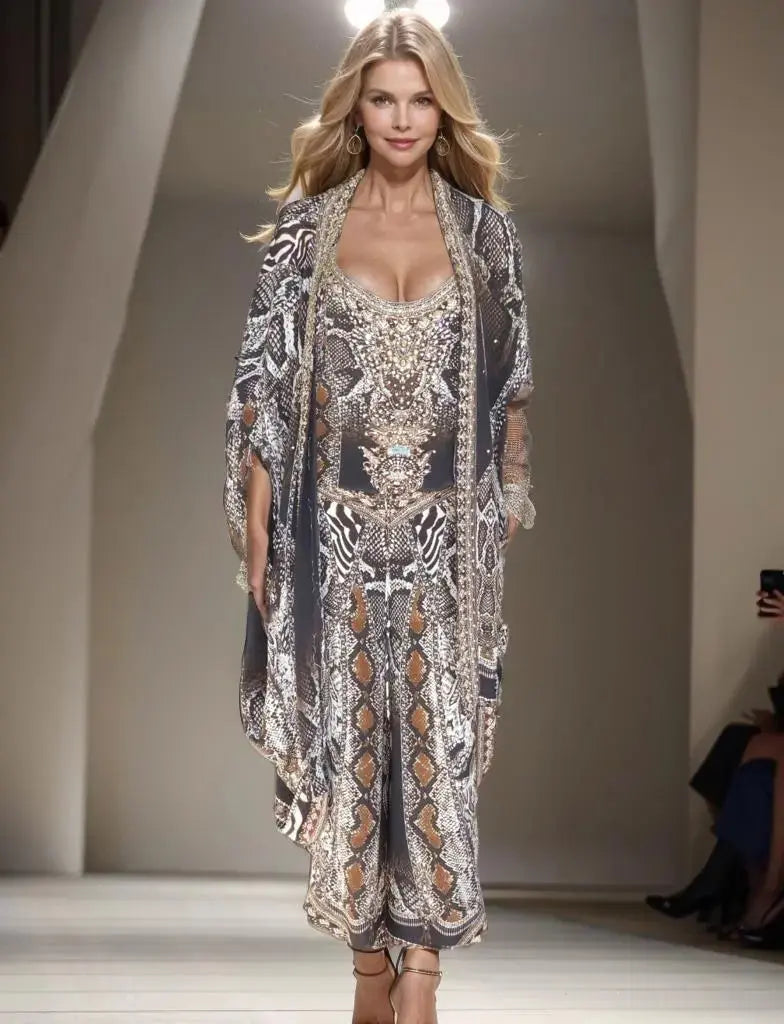 Silk Embellished Wrap Pants - Kaftans that Bling