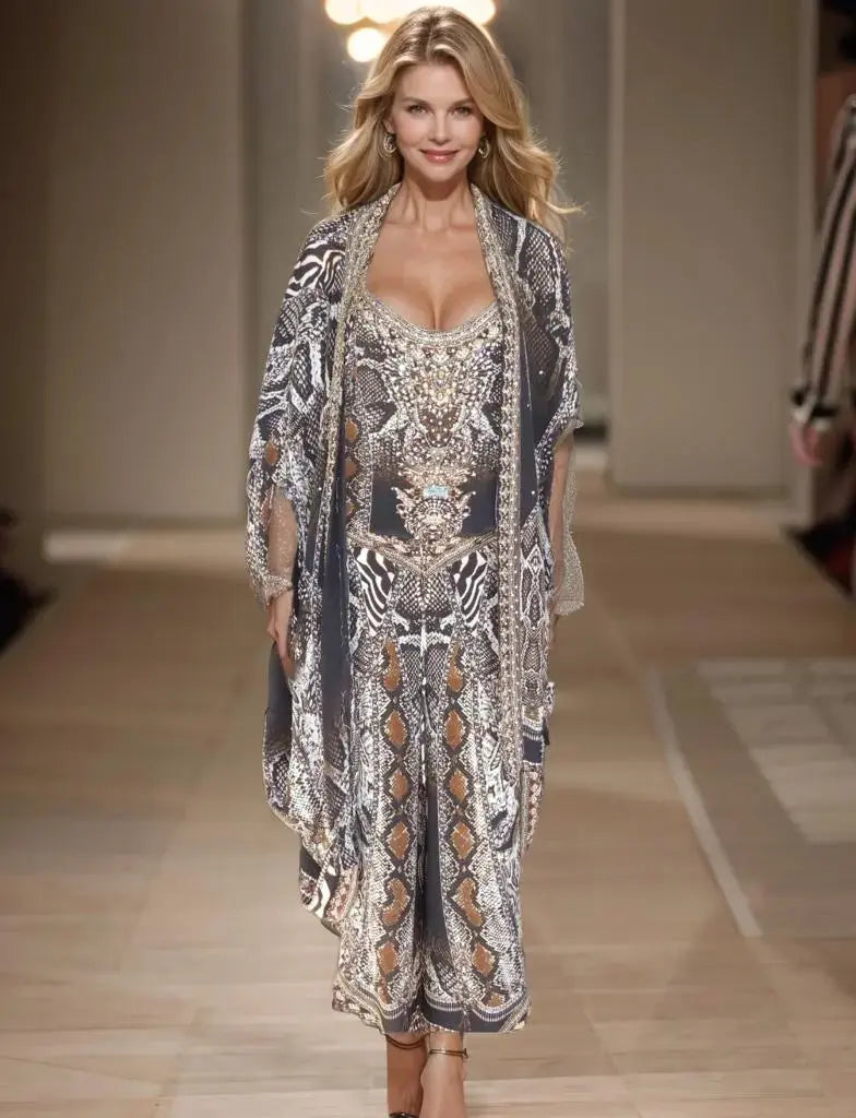 Silk Embellished Wrap Pants - Kaftans that Bling