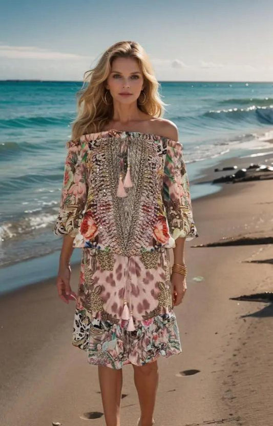 silk gypsy dress Floral Leopard Gypsy Dress Kaftans that Bling  Kaftans that Bling