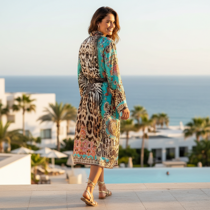 Silk Shirt Dress-Garden Delight at kaftans that bling 