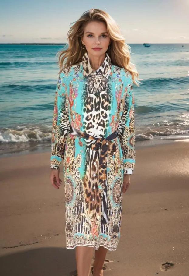 silk shirt dress Silk Shirt Dress-Garden Delight fashion spectrum  Kaftans that Bling