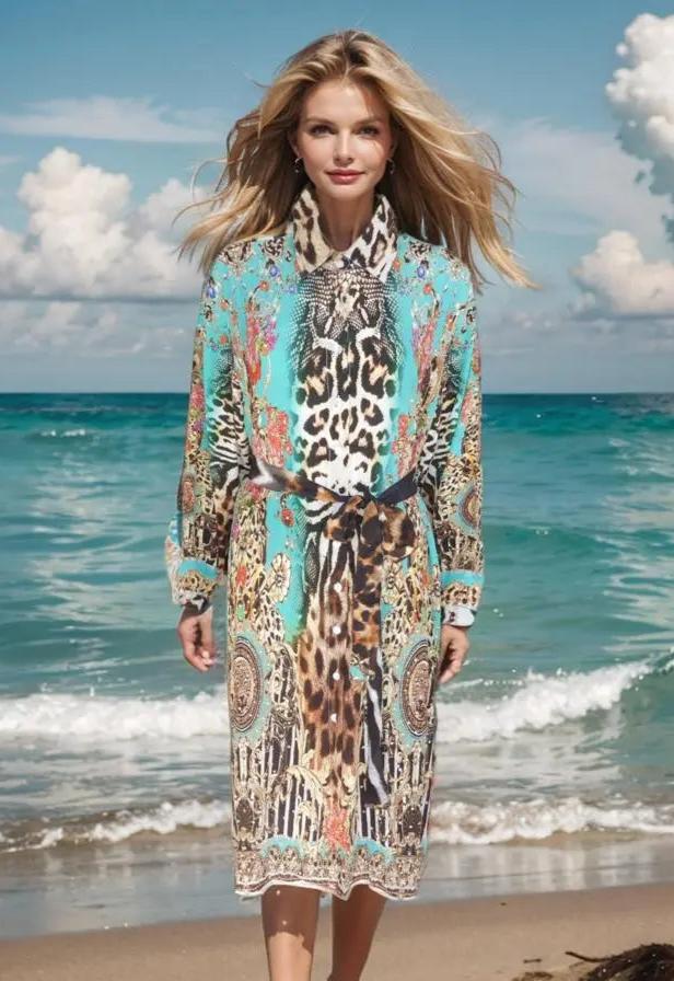 silk shirt dress Silk Shirt Dress-Garden Delight fashion spectrum  Kaftans that Bling