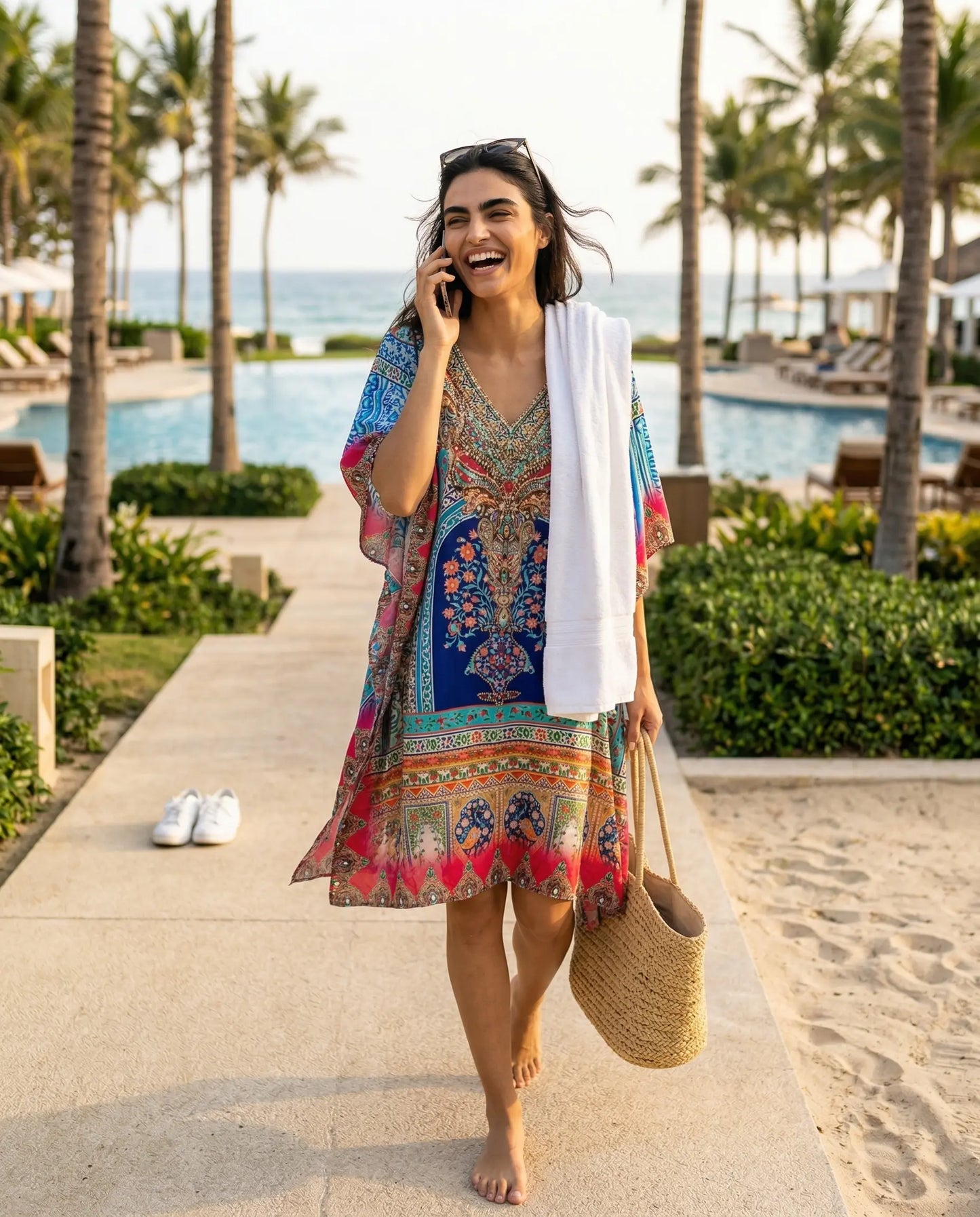 Short Silk Embellished Kaftan Mughal