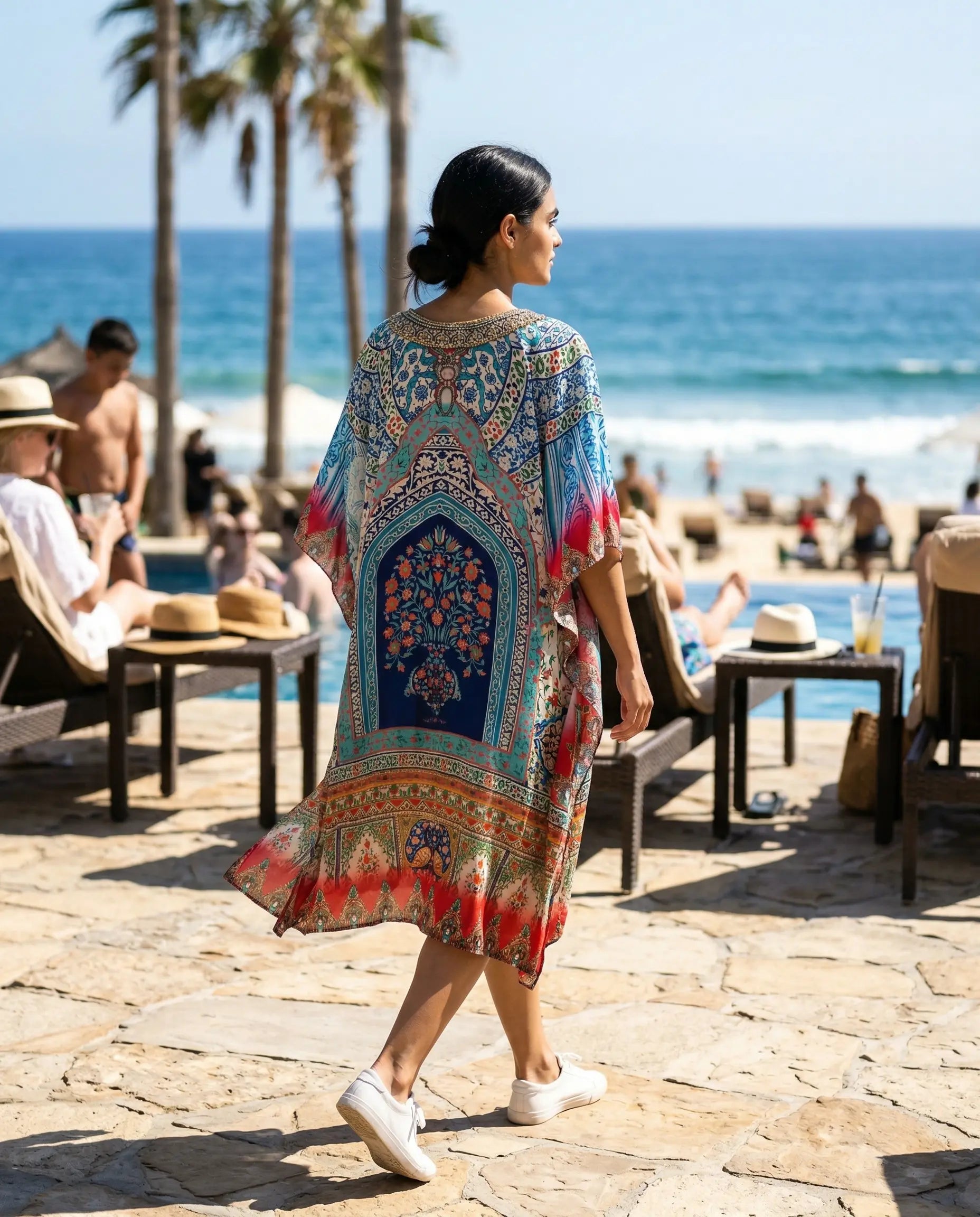 Short Silk Embellished Kaftan Mughal