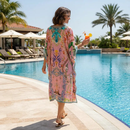 Short Embellished Kaftan Enchanted Pink