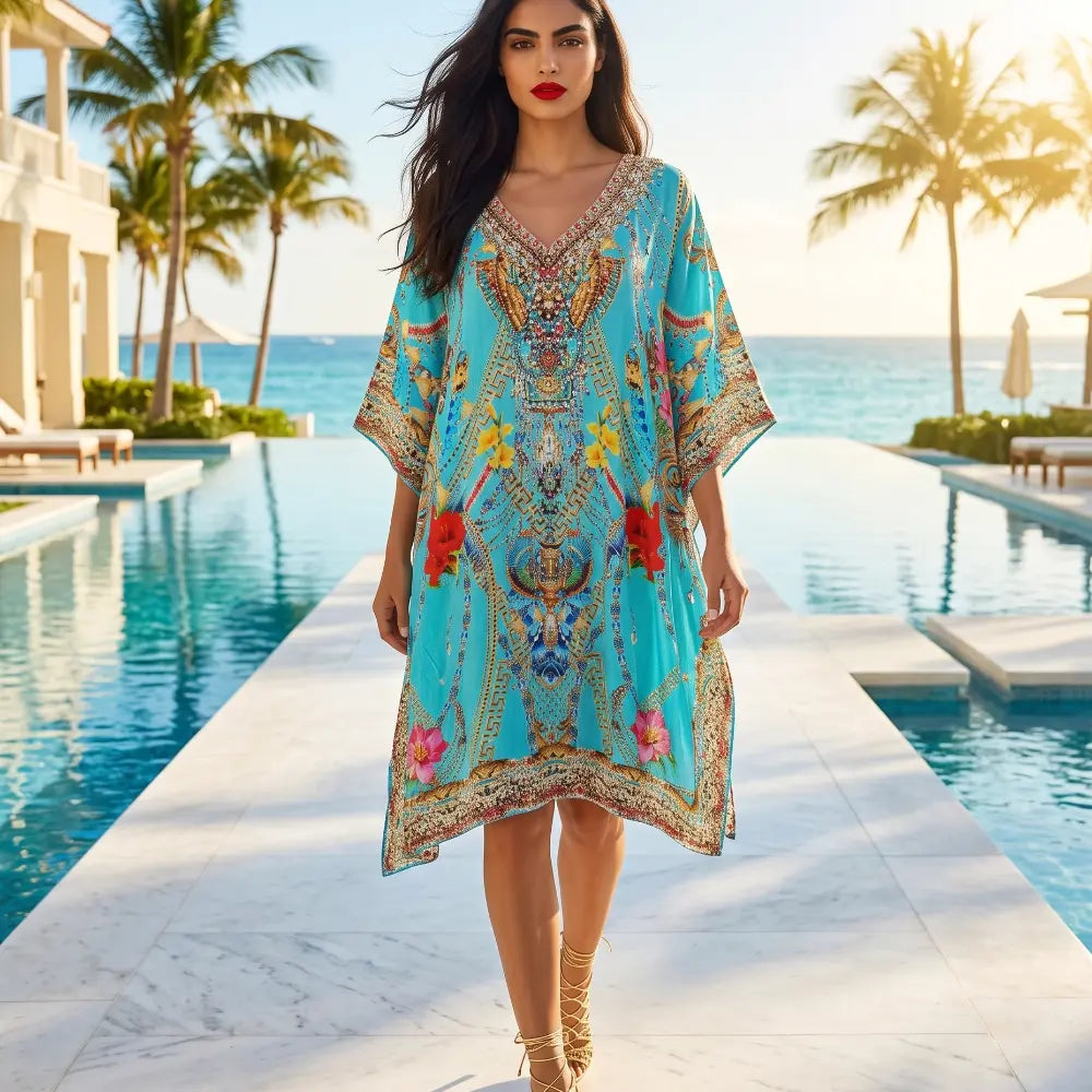 Short Embellished Kaftan Gardena at kaftans that Bling