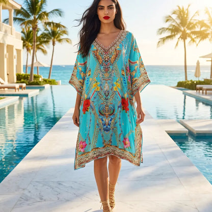 Short Embellished Kaftan Gardena at kaftans that Bling