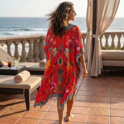 Short Silk Embellished Kaftan Sienna