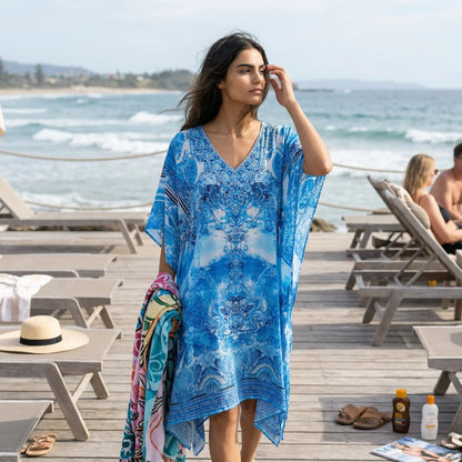 Short Silk Embellished Kaftan Tuscany