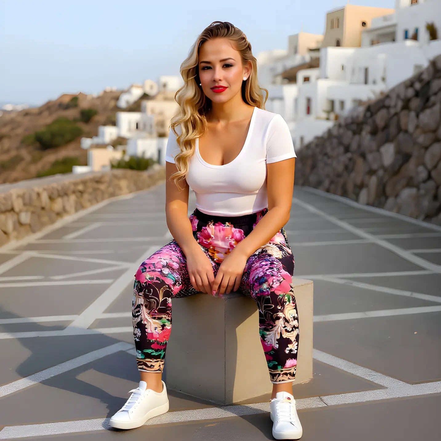 Silky Lycra Leggings Parisian Rose by Kaftans that Bling