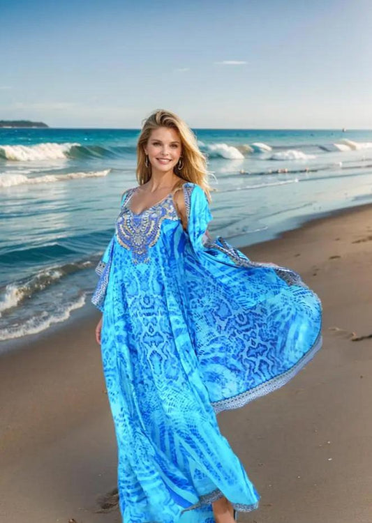 t-back maxi dress T-Back Long Maxi Dress-Blue Rattler Kaftans that Bling 125.95 Kaftans that Bling