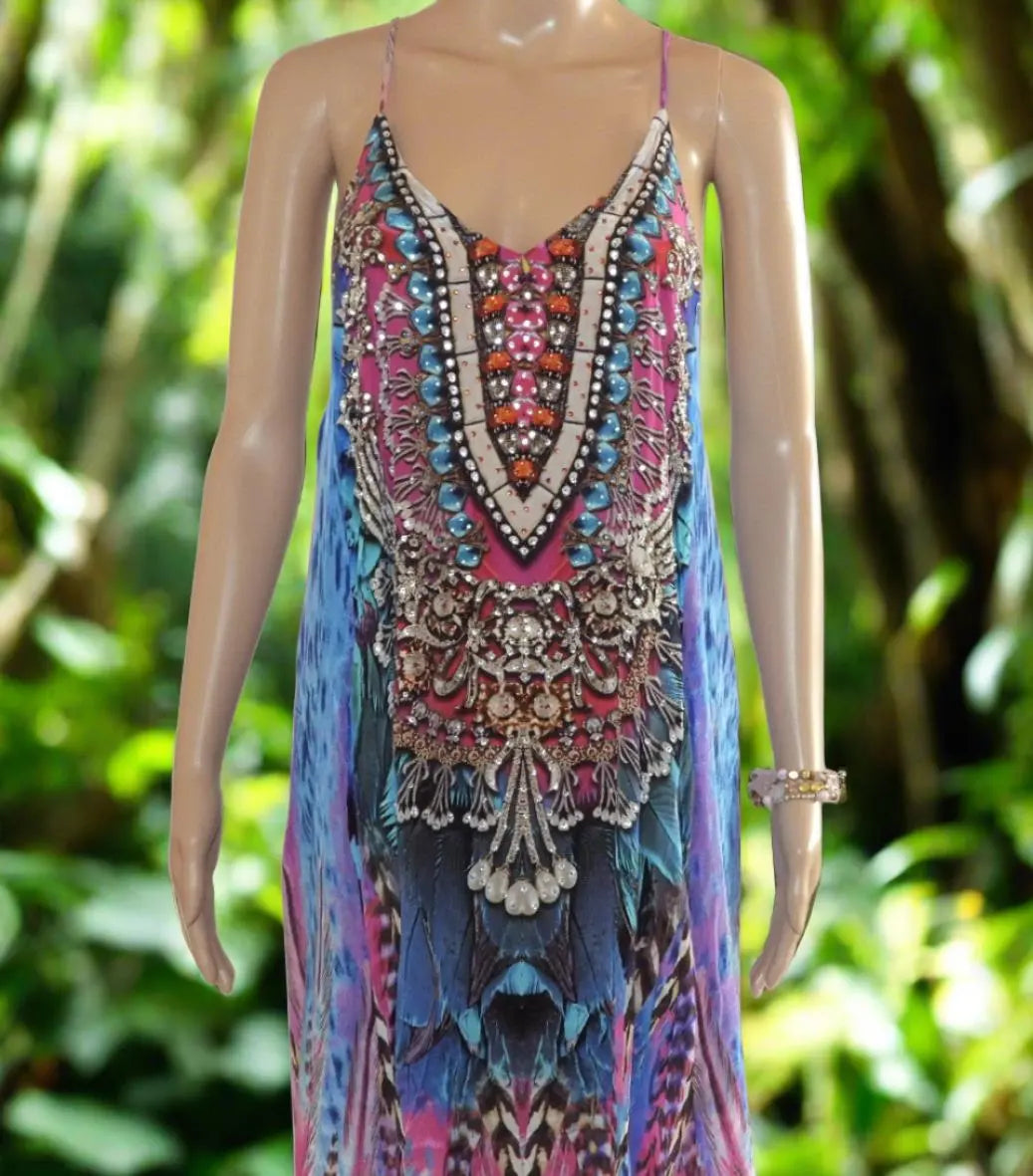 T-Back Long Maxi Dress-Coastal Feather-Kaftans that Bling