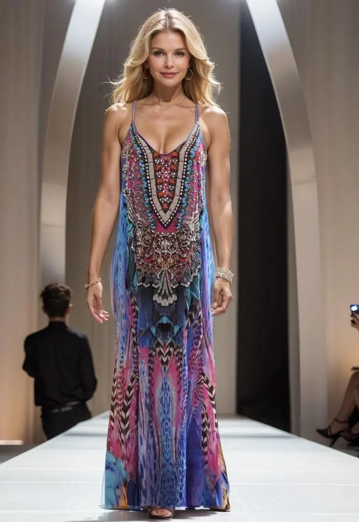 t-back maxi dress T-Back Long Maxi Dress-Costal Feather Kaftans that Bling  Kaftans that Bling