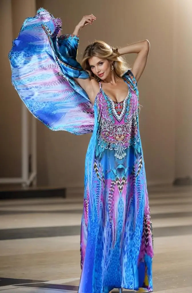 t-back maxi dress T-Back Long Maxi Dress-Costal Feather Kaftans that Bling  Kaftans that Bling