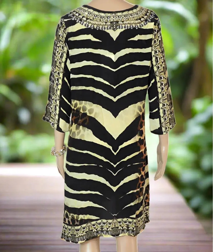 Zambassi Silk Hand beaded Tunic Dress by Fashion Spectrum - Kaftans that Bling