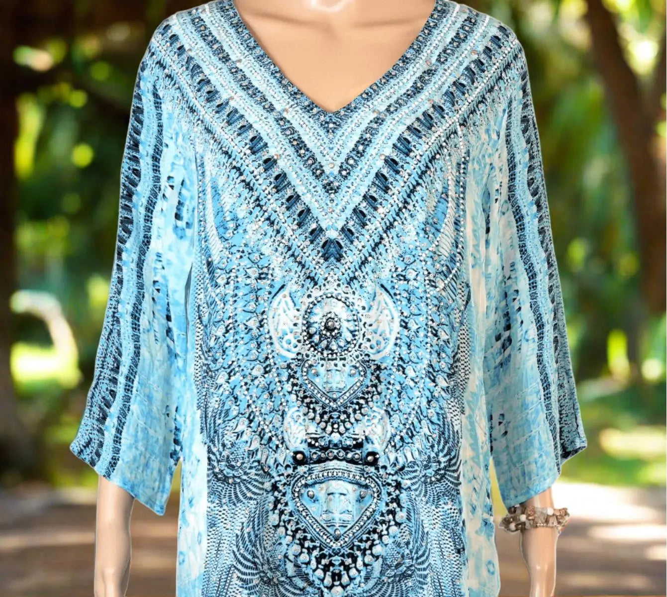 Hand beaded Silk Tunic Dress - Egyptian-by Fashion Spectrum - Kaftans that Bling