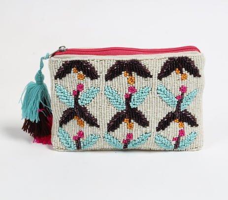 Bead-embroidered tasseled pouch - Kaftans that Bling