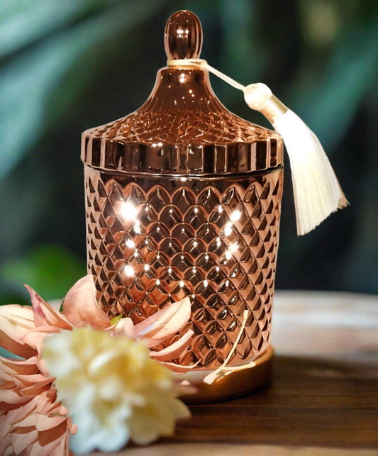Rose Gold Geo Deluxe Soy Candle 650mls - Kaftans that Bling