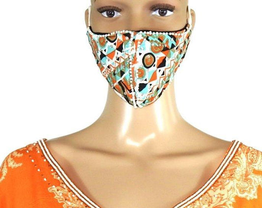 Silk triple lined beaded face mask - Kaftans that Bling