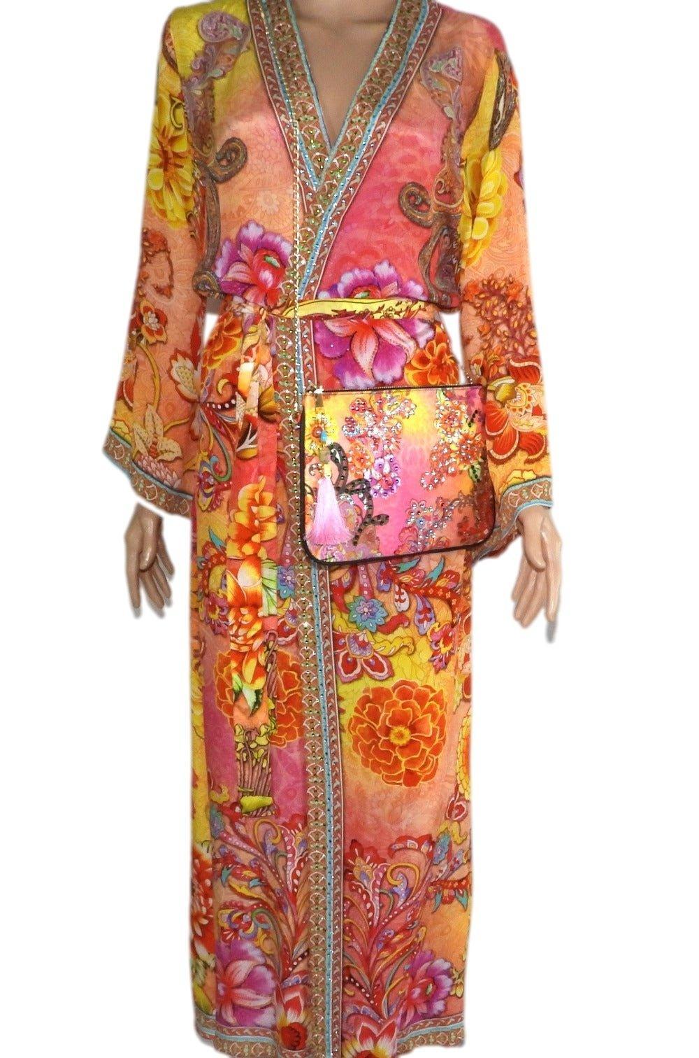Long Silk Kimono - Harmony by Kaftans that Bling - Kaftans that Bling