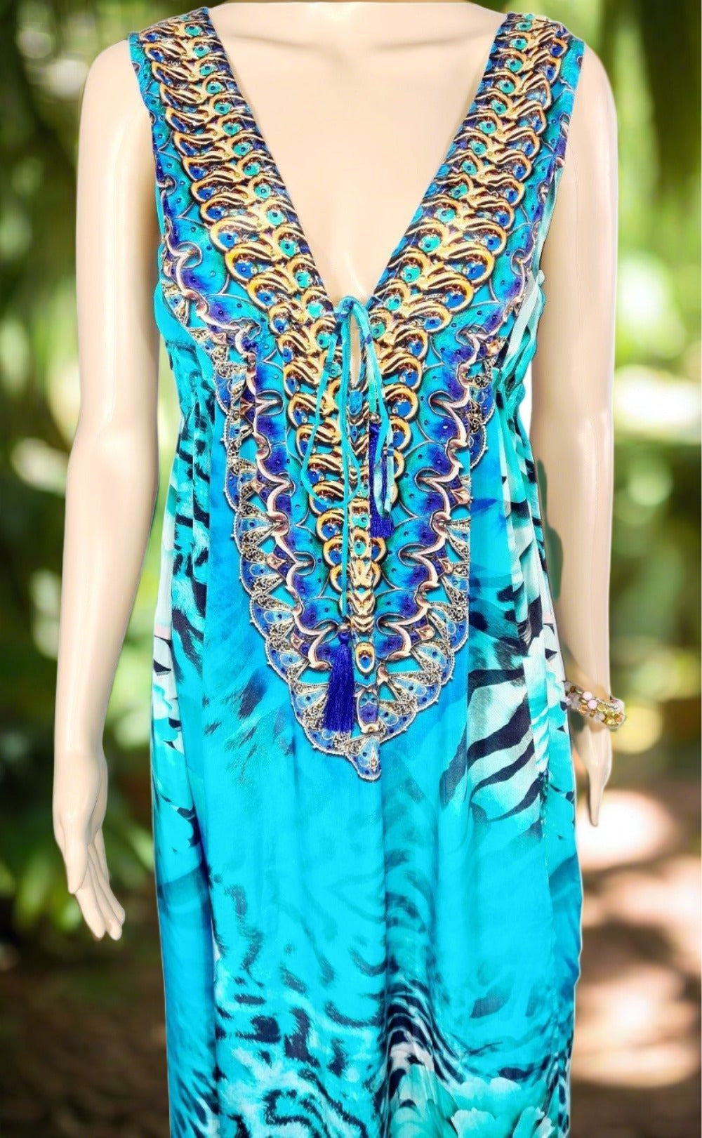 Into the Wild Front Split Maxi Dress - Kaftans that Bling